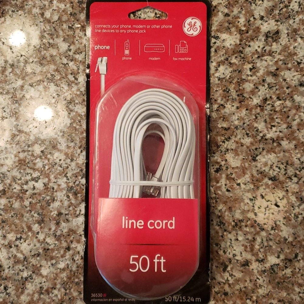 GE White Phone Modem Fax Line Cable Cord Phone line